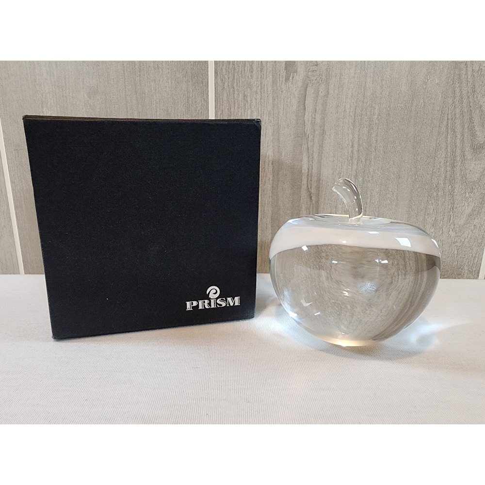 Prism‎ Crystal Apple Paperweight Top of the Class Clear Desk Decor Teacher Gift